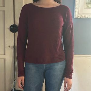Purple open strip back sweater